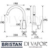 Bristan Raspberry Easyfit Sink Mixer Tap Dimensions